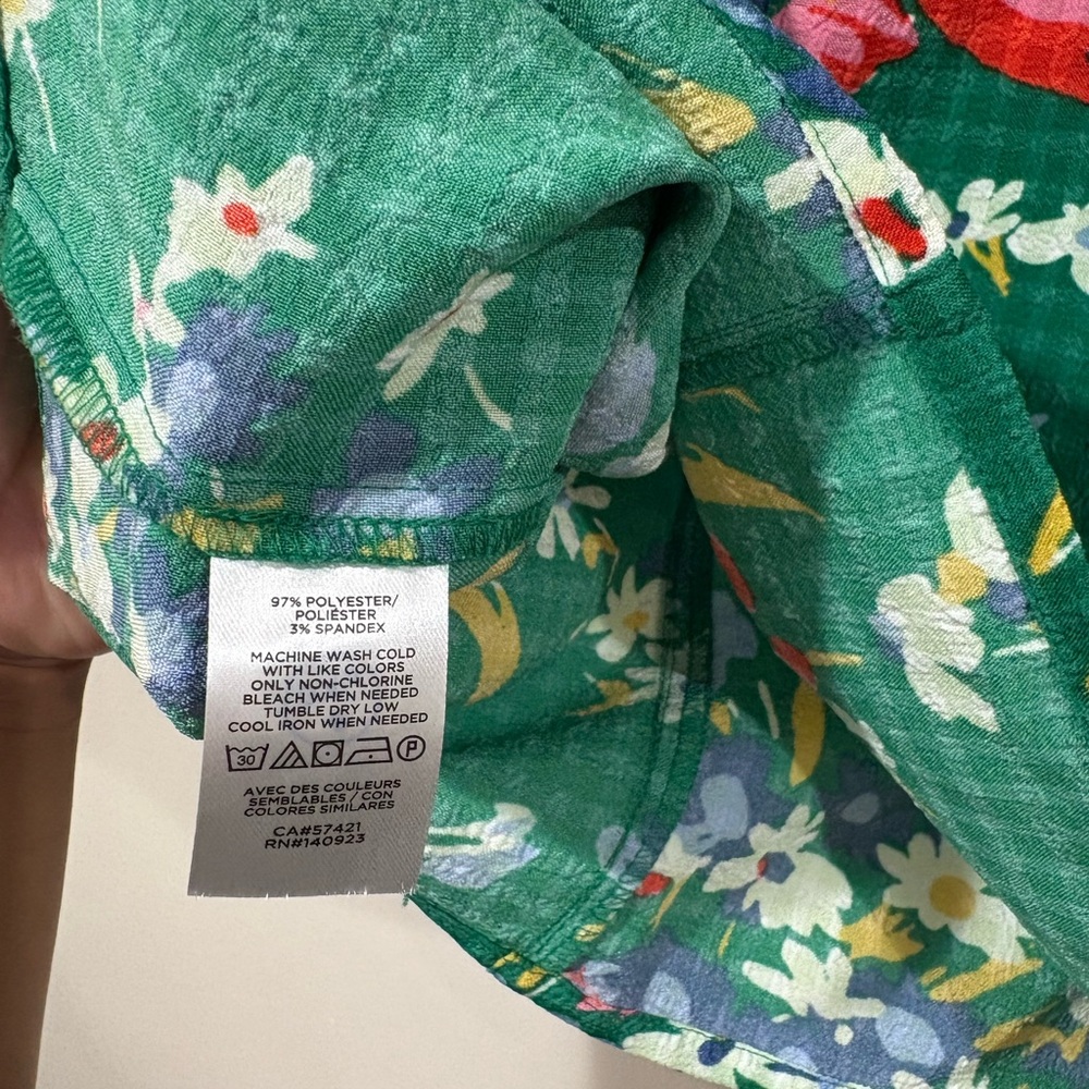 Loft Floral Green Ruffle Blouse - Picture 8 of 8